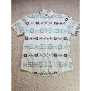 John Bartlett Consensus Mens L Shirt Aztec Tribal Print Button Down Short Sleeve
